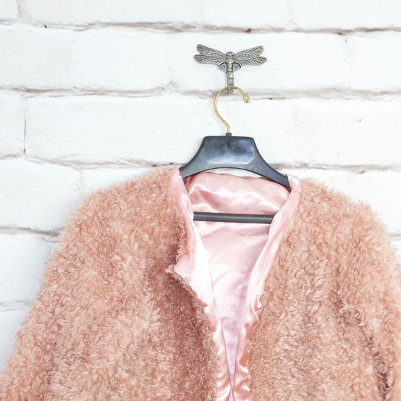 Faux Fur Pink Dress Over Coat Size ~L - Picture 2 of 8